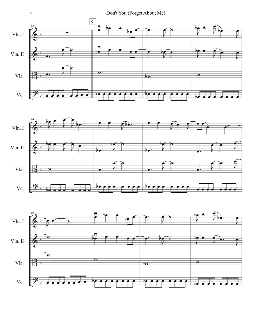 Don't You (forget About Me) String Quartet scores gallery preview page 5