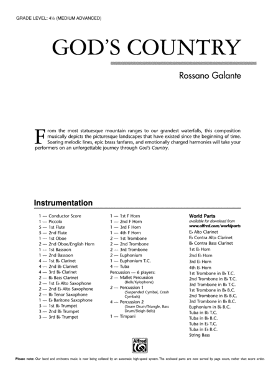 God's Country: Score Concert Band scores gallery preview page 1