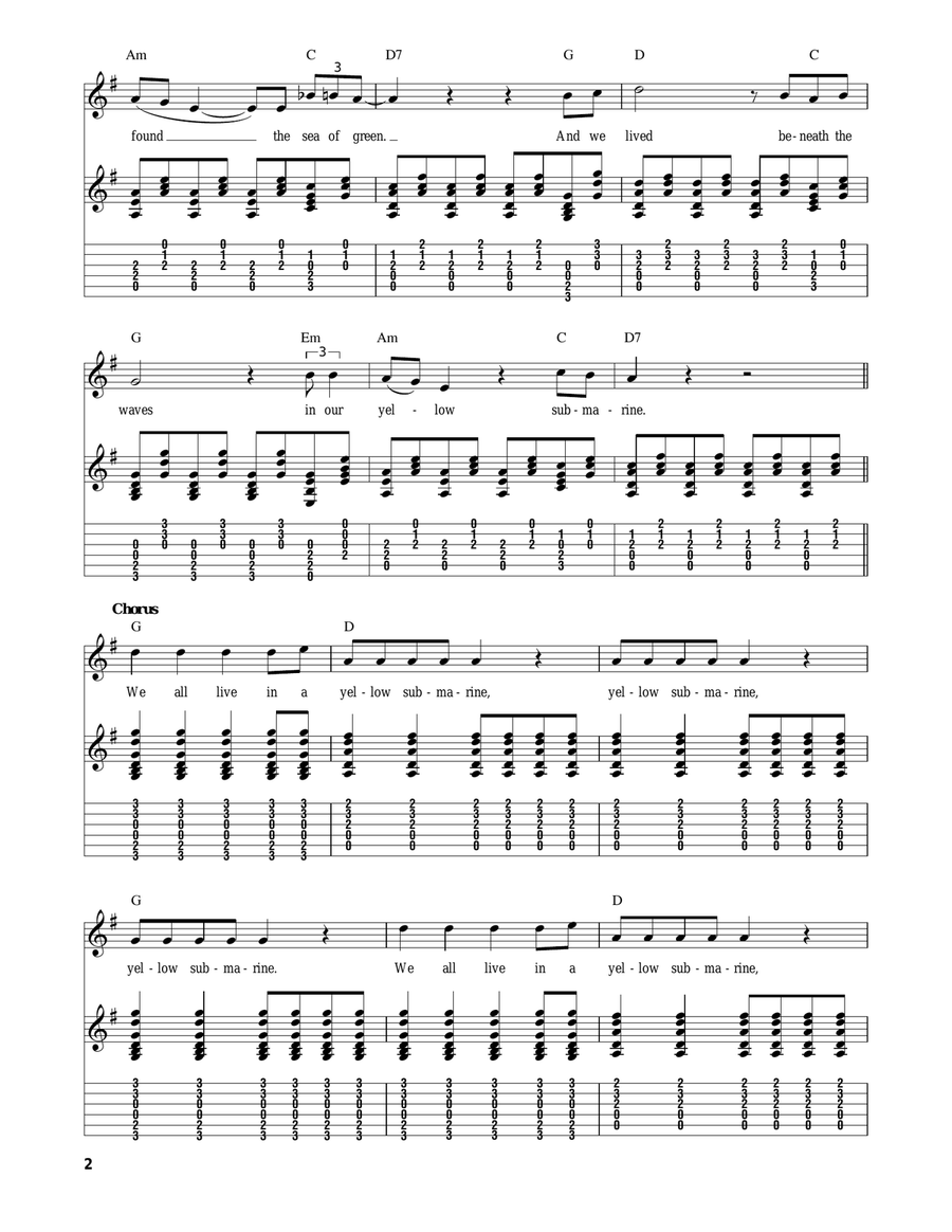Yellow Submarine Acoustic Guitar scores gallery preview page 2