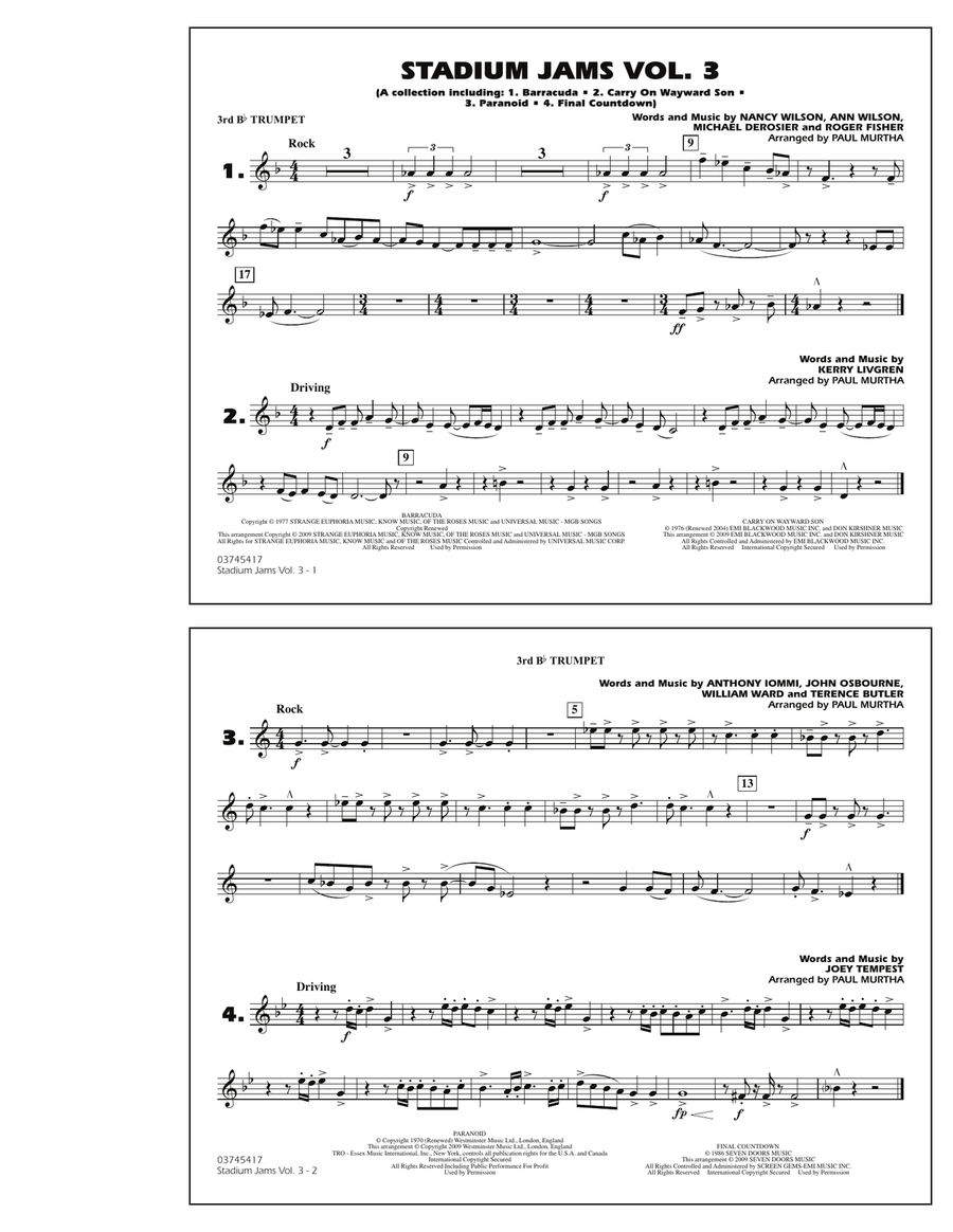 Stadium Jams - Volume 3 - 3rd Bb Trumpet