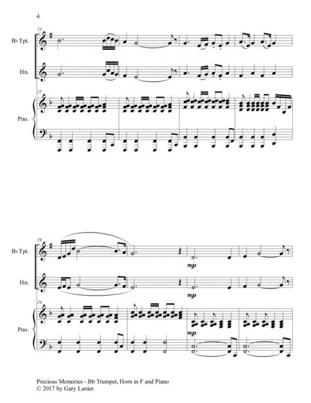 Precious Memories (Trio - Bb Trumpet, Horn in F & Piano with Score/Parts) image number null