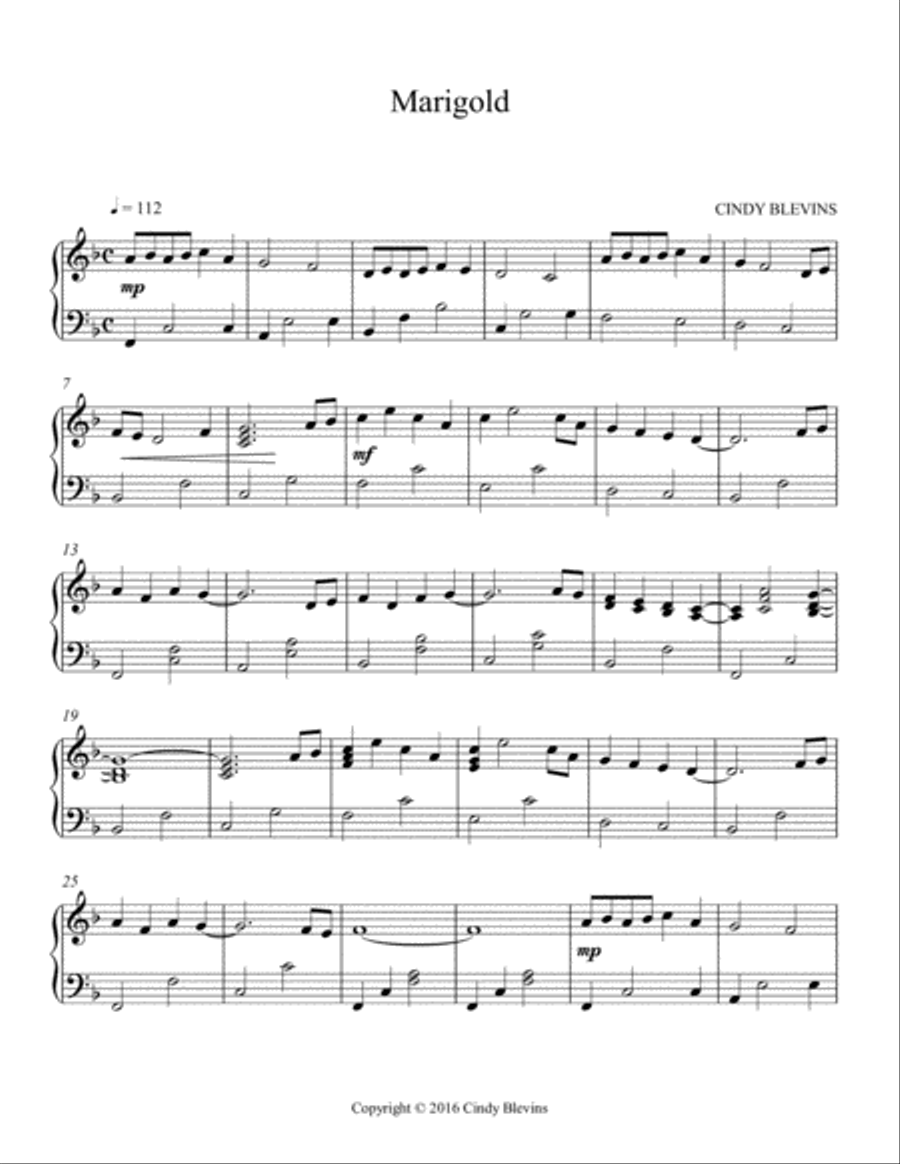 Marigold, original solo for Lever or Pedal Harp Marigold, original solo for Lever or Pedal Harp Pedal Harp scores gallery preview page 2