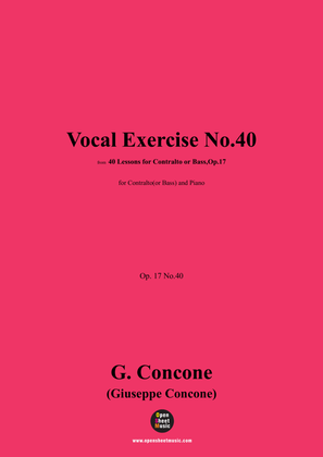 G. Concone-Vocal Exercise No.40,for Contralto(or Bass) and Piano