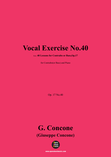 G. Concone-Vocal Exercise No.40,for Contralto(or Bass) and Piano image number null
