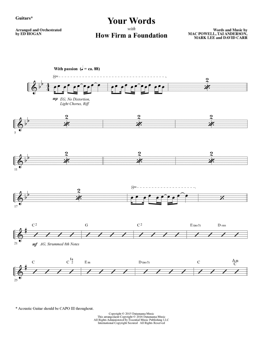 Your Words - Guitars 1 & 2 Choir scores gallery preview page 1