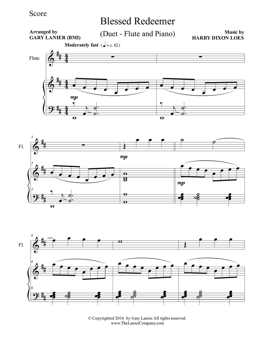 BLESSED REDEEMER(Duet – Flute & Piano with Score/Part) Flute Solo scores gallery preview page 2