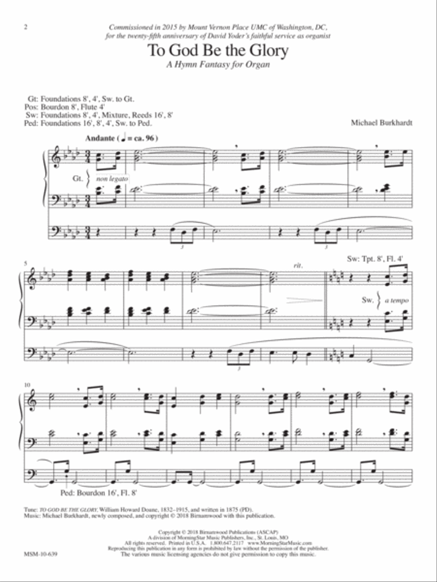 To God Be the Glory: A Hymn Fantasy for Organ