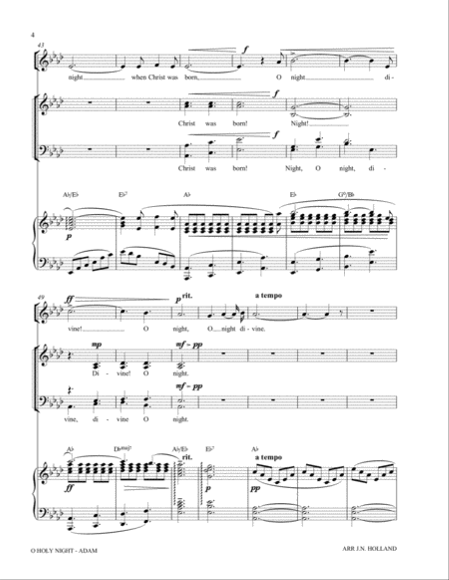 O Holy Night (Cantique de Noel) Adolphe Adam for Alto and SATB Chorus (Key of Ab) 4-Part scores gallery preview page 6