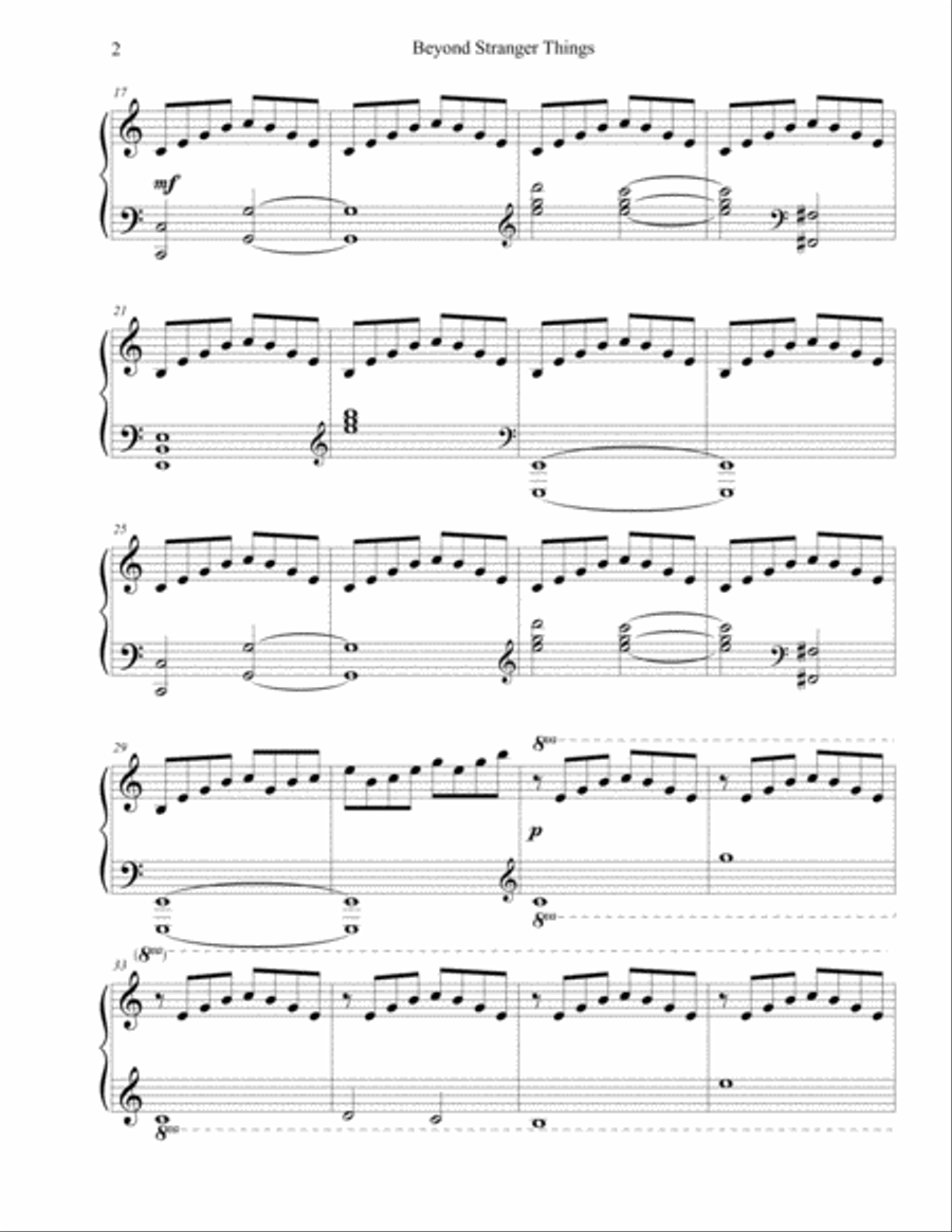 Beyond Stranger Things (main Theme) Piano Solo scores gallery preview page 3