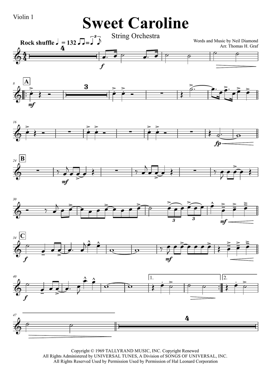 Sweet Caroline String Orchestra scores gallery preview page 4