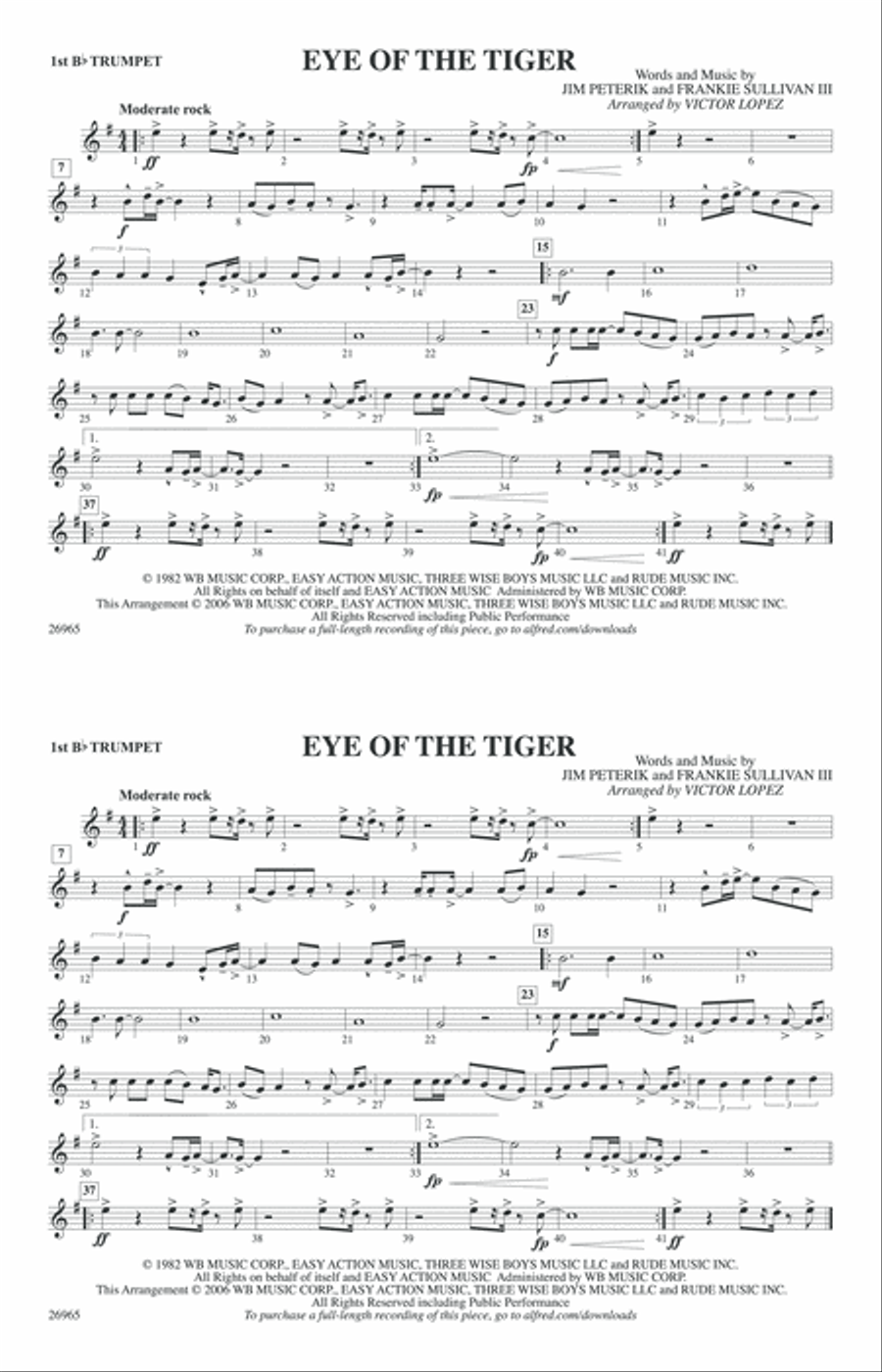 Eye of the Tiger: 1st B-flat Trumpet Marching Band scores gallery preview page 1