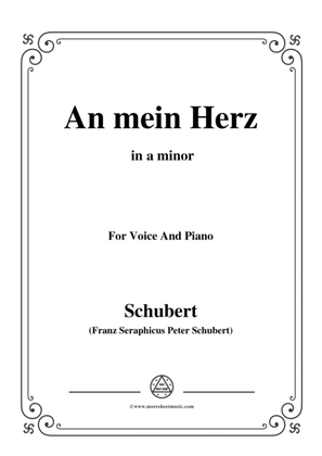 Book cover for Schubert-An mein Herz,in a minor,for Voice&Piano