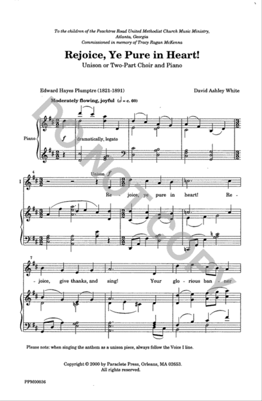 Rejoice Ye Pure in Heart Rejoice Ye Pure in Heart Unison Choir scores gallery preview page 2