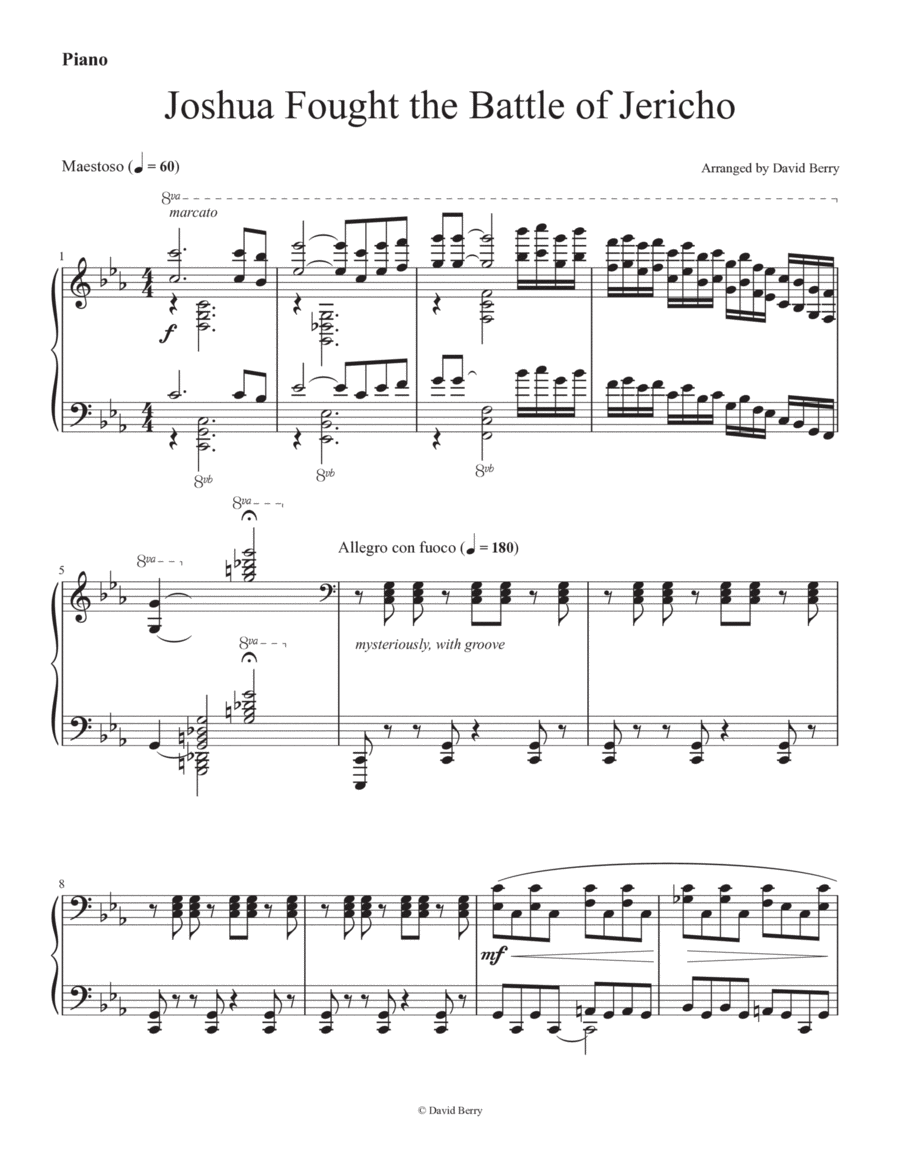 Joshua Fought the Battle of Jericho Piano Solo scores gallery preview page 1