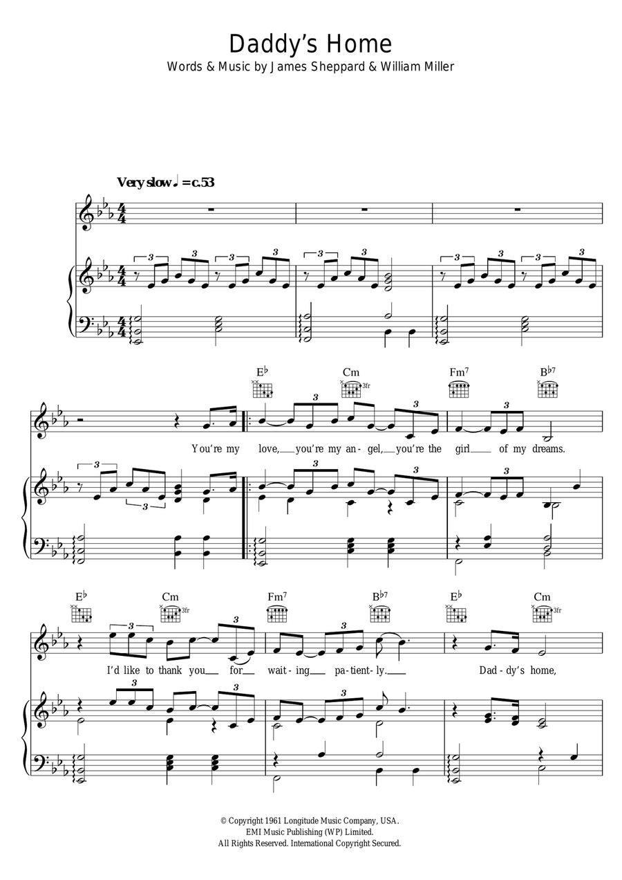 Daddy's Home Piano, Vocal scores gallery preview page 1