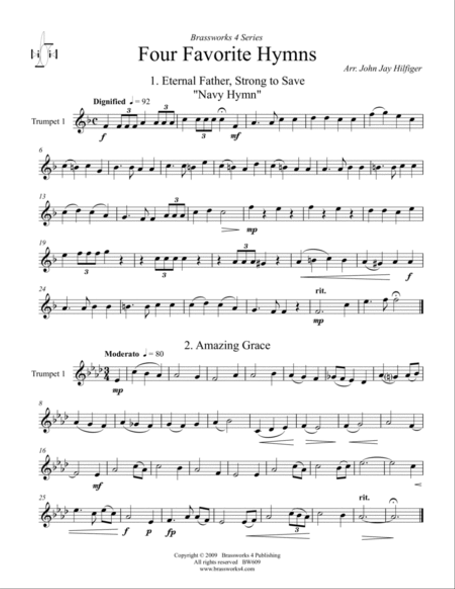4 Favorite Hymns Trumpet Trio scores gallery preview page 6