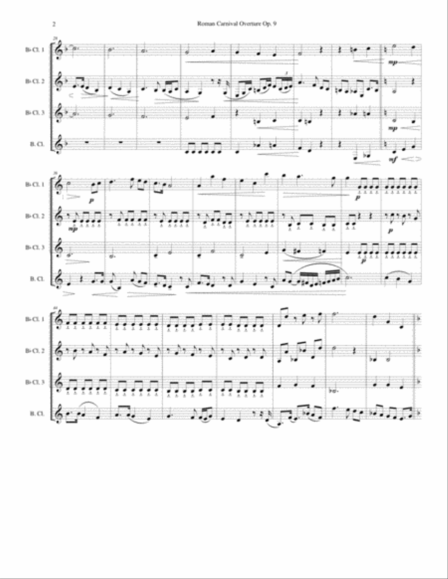 Berlioz - Roman Carnival - Clarinet Quartet Clarinet Quartet scores gallery preview page 2