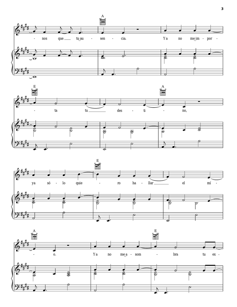Nada Piano, Vocal, Guitar scores gallery preview page 3
