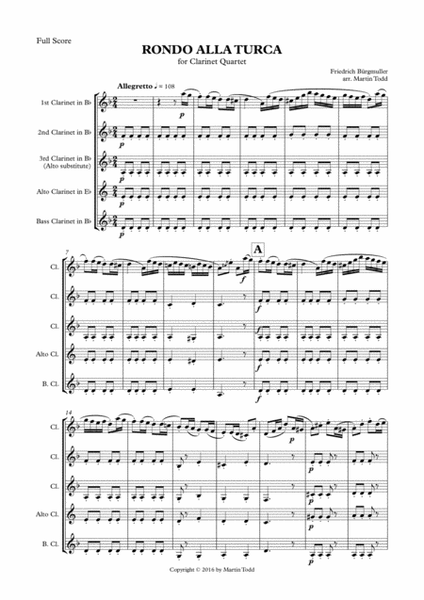 Rondo alla Turca for Clarinet Quartet image number null