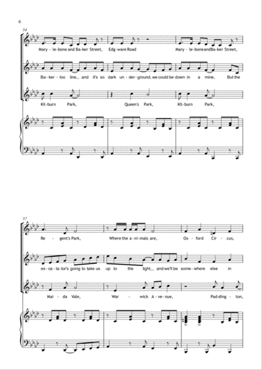 The Bakerloo Line . A Round for four voices 4-Part scores gallery preview page 6
