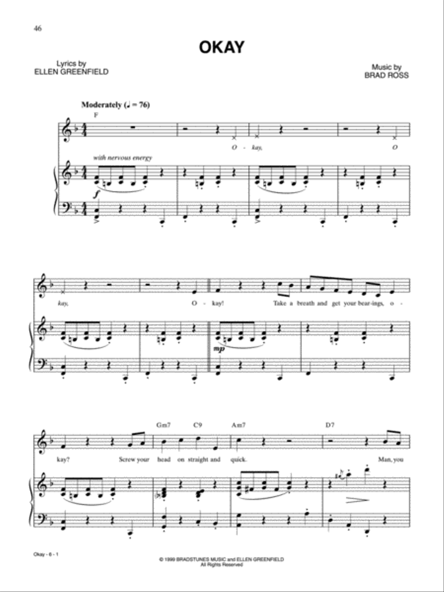 Okay Piano, Vocal, Guitar scores gallery preview page 1