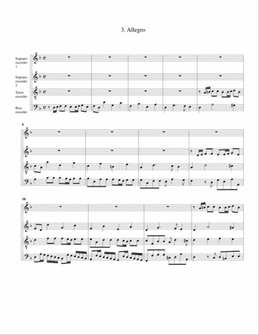 Concerto grosso, Op.3, no.11 (arrangement for 4 recorders) Recorder scores gallery preview page 4