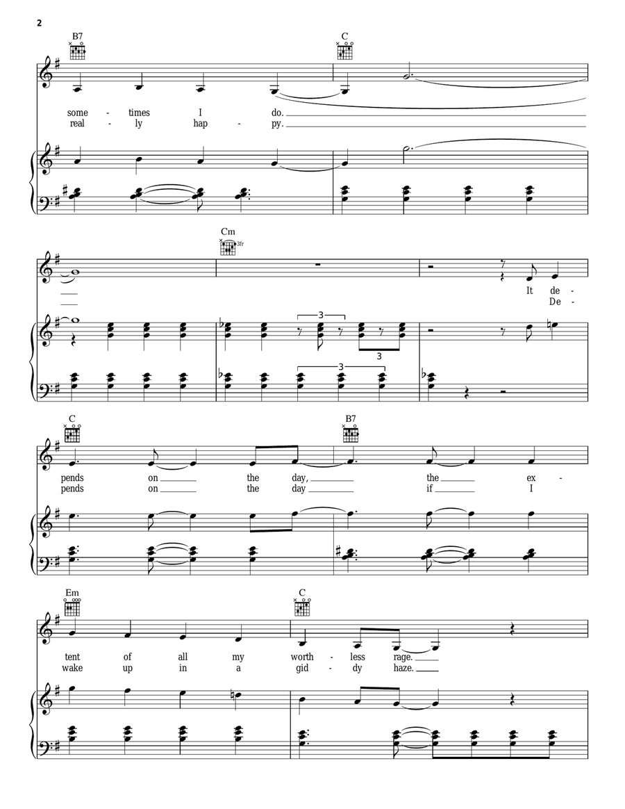 Interlude (I'm Not Angry Anymore) Piano, Vocal, Guitar scores gallery preview page 2