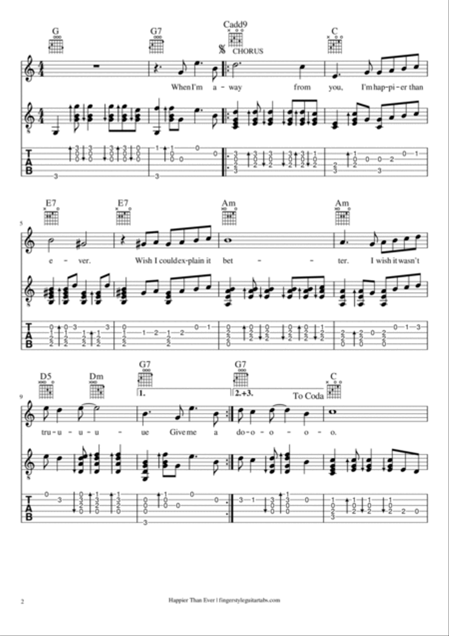 Happier Than Ever Electric Guitar scores gallery preview page 2