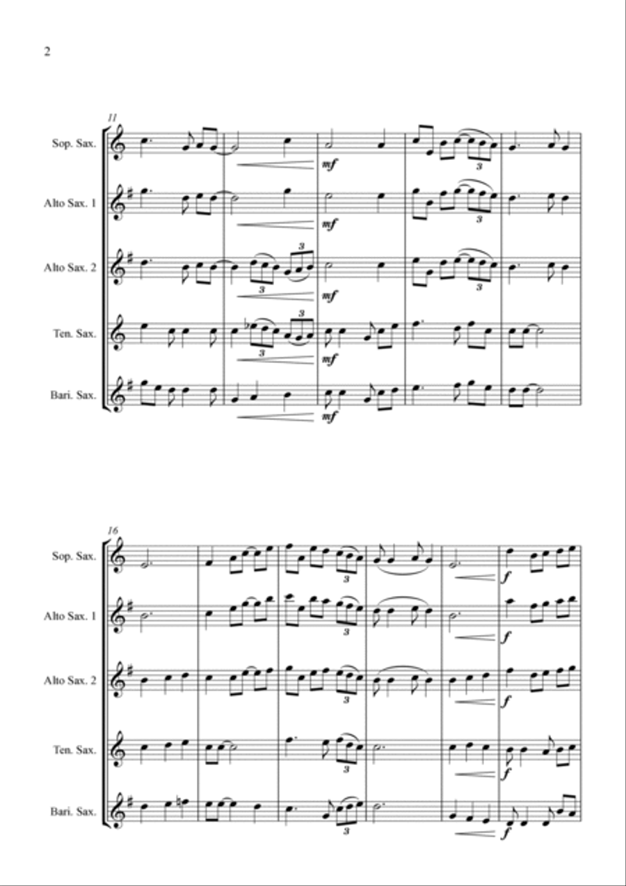 Silent Night - Jazz Carol for Saxophone Quartet Saxophone Quartet scores gallery preview page 6