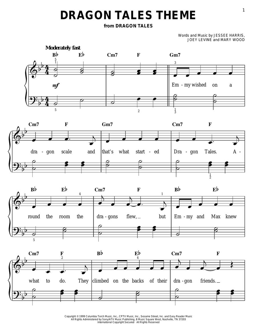 Dragon Tales Theme Easy Piano scores gallery preview page 1