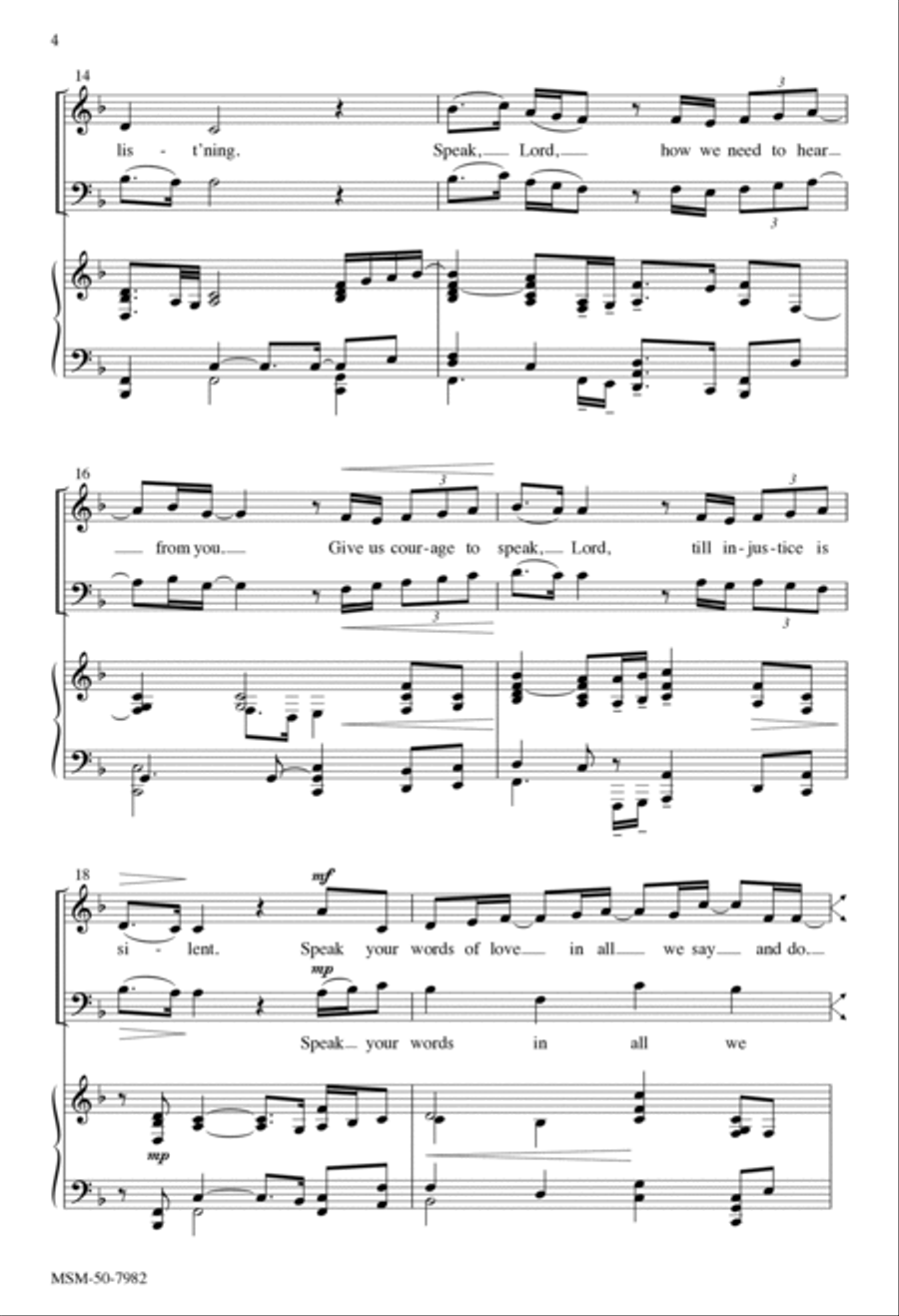 Speak, Lord Speak, Lord 4-Part scores gallery preview page 4