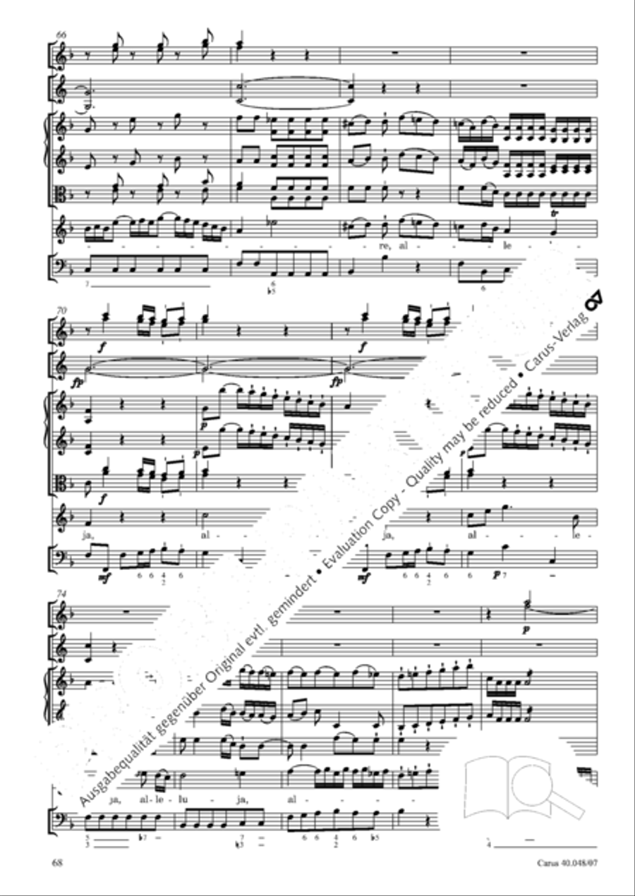 Regina coeli in B-Flat Major, K. 127 4-Part scores gallery preview page 69