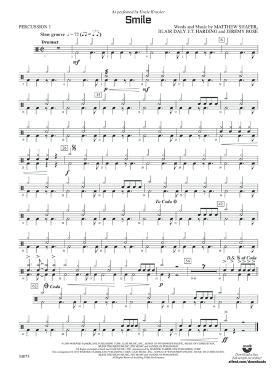 Smile: 1st Percussion Concert Band scores gallery preview page 1