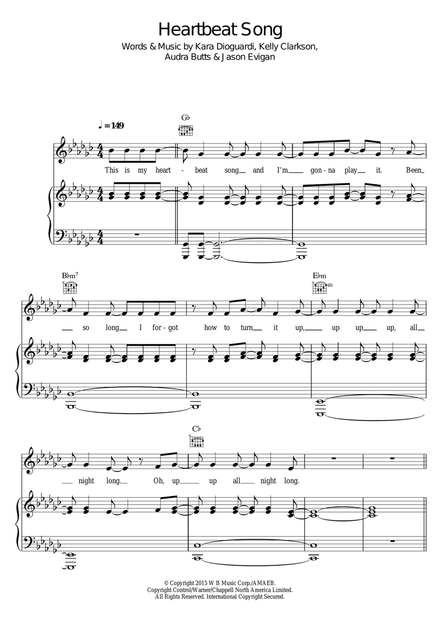 Heartbeat Song Piano, Vocal scores gallery preview page 1
