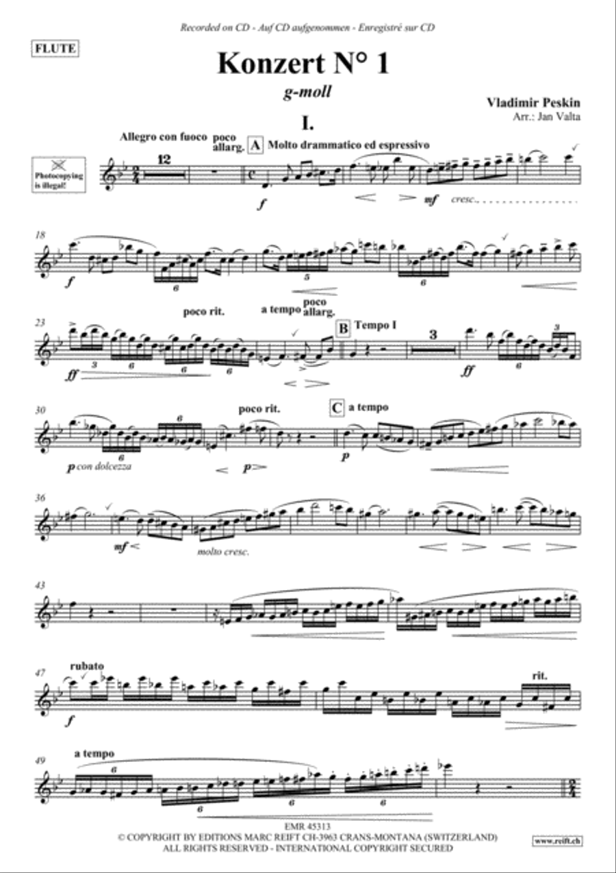 Konzert No. 1 g-moll Flute Solo scores gallery preview page 2