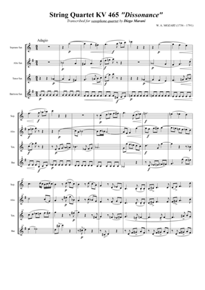 String Quartet KV 465 "Dissonance" for Saxophone Quartet (SATB)