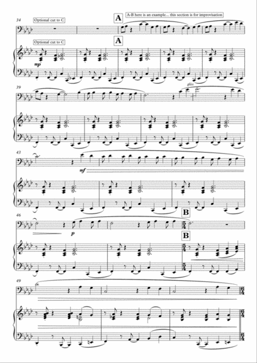 Self Isolation Blues for Euphonium / Baritone by Simon Peberdy Baritone Horn TC scores gallery preview page 4