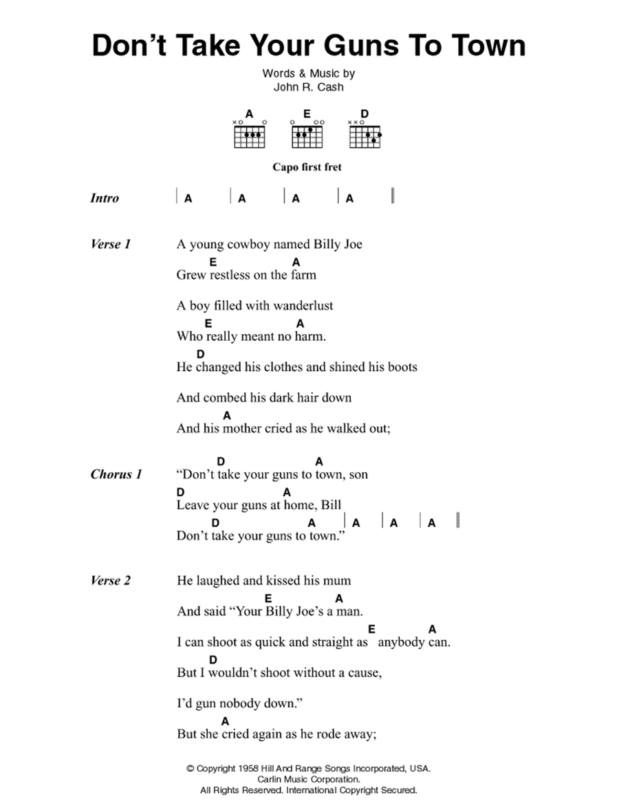 Don't Take Your Guns To Town Electric Guitar scores gallery preview page 1