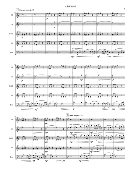 Arirang - Korean Folk Song (Woodwind Quintet arrangement) image number null