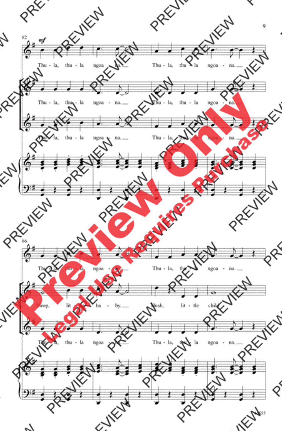 Thula, Thula Ngoana 2-Part scores gallery preview page 9