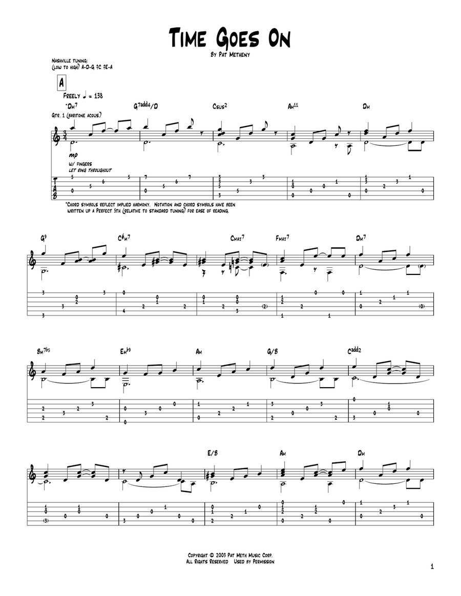 Time Goes On Electric Guitar scores gallery preview page 1