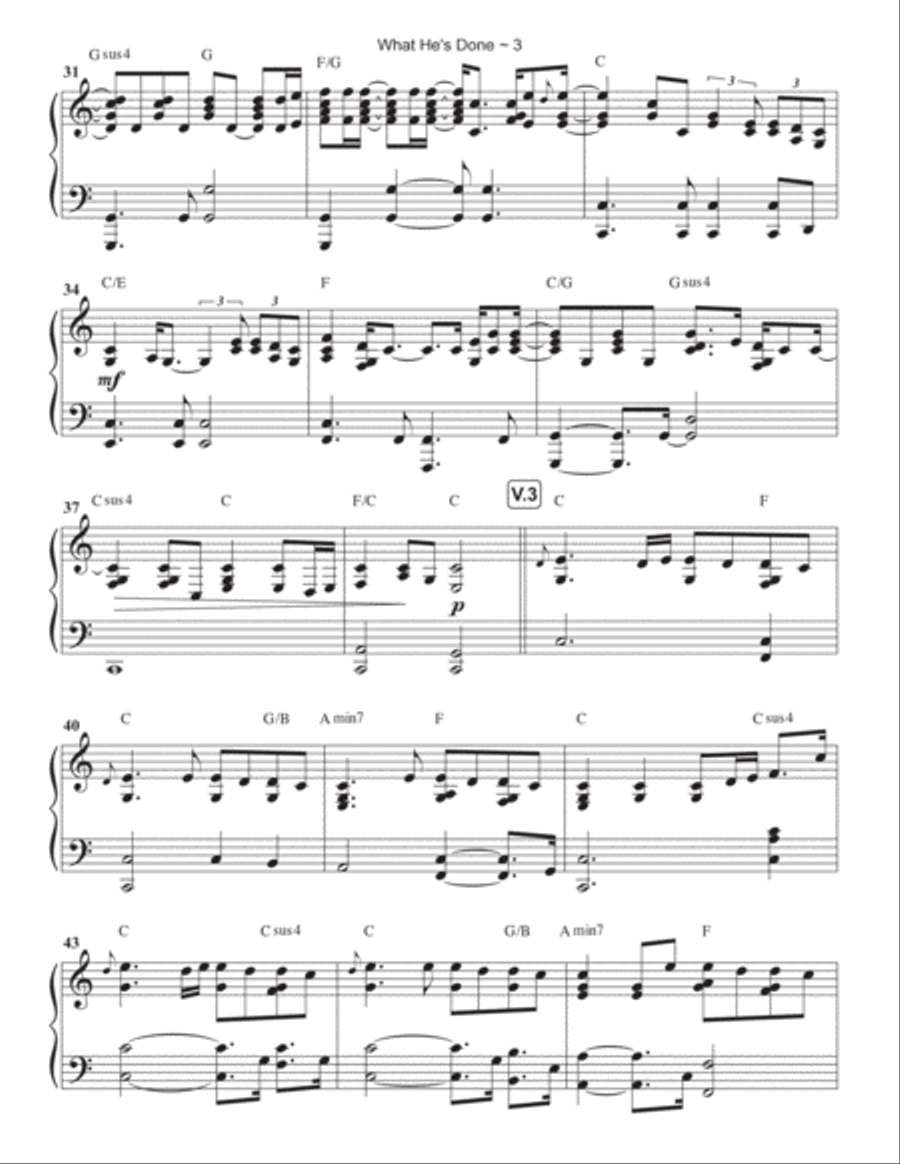 What He's Done Piano Solo scores gallery preview page 4