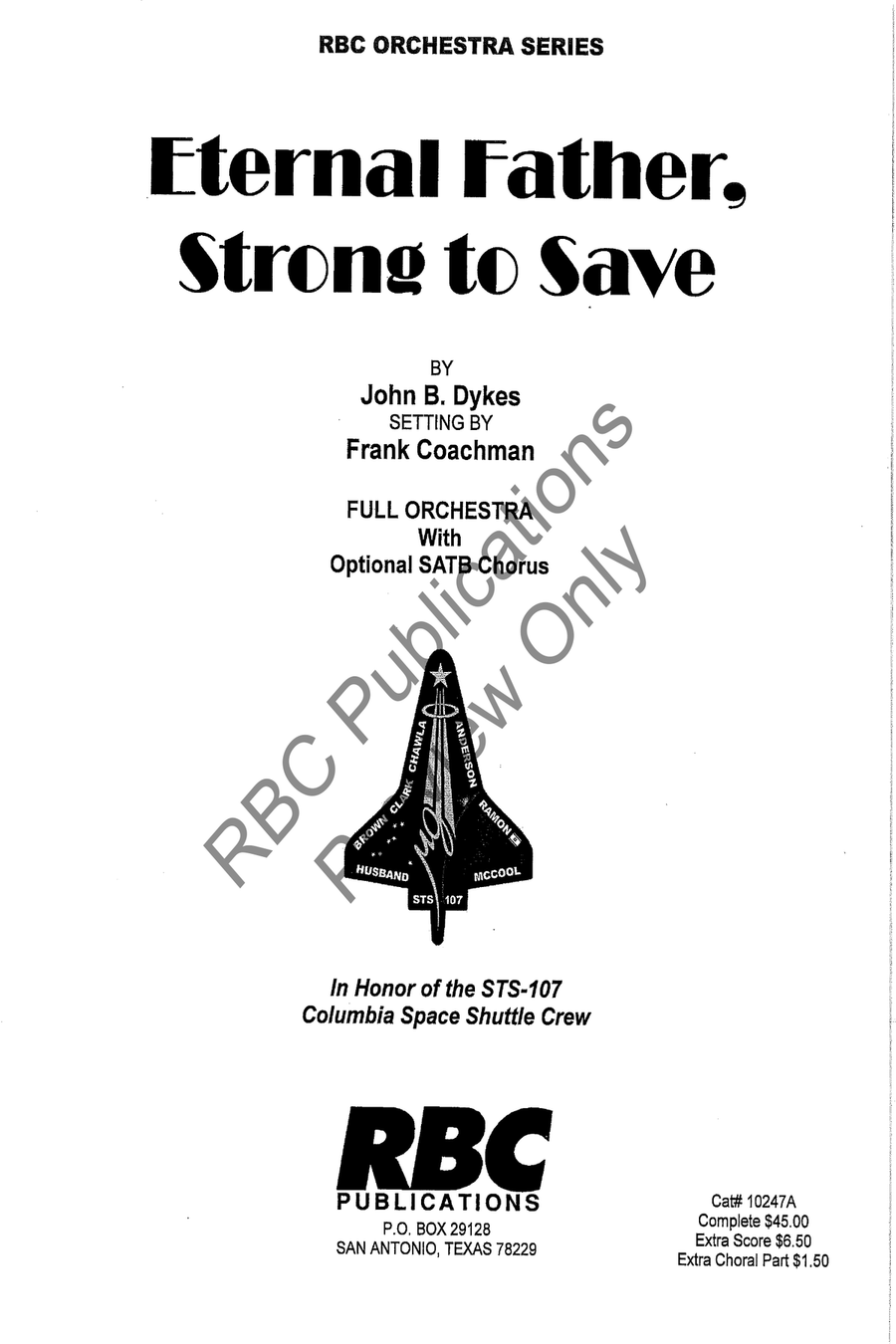 Eternal Father Strong To Save (Choral Only) Concert Band scores gallery preview page 2