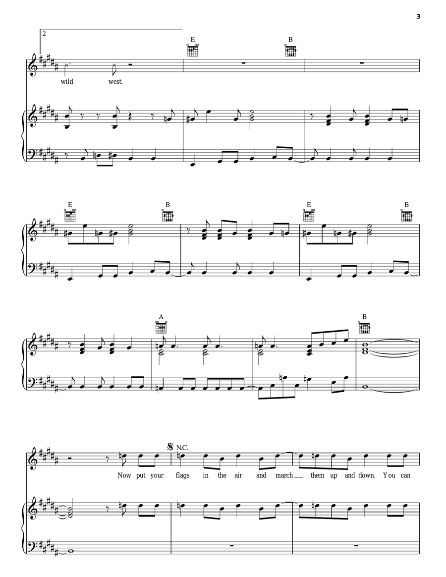 Wild, Wild West Wild, Wild West Piano, Vocal, Guitar scores gallery preview page 3