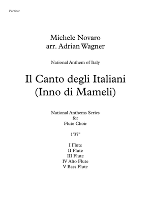 Book cover for Il Canto degli Italiani (Inno di Mameli) Flute Choir arr. Adrian Wagner