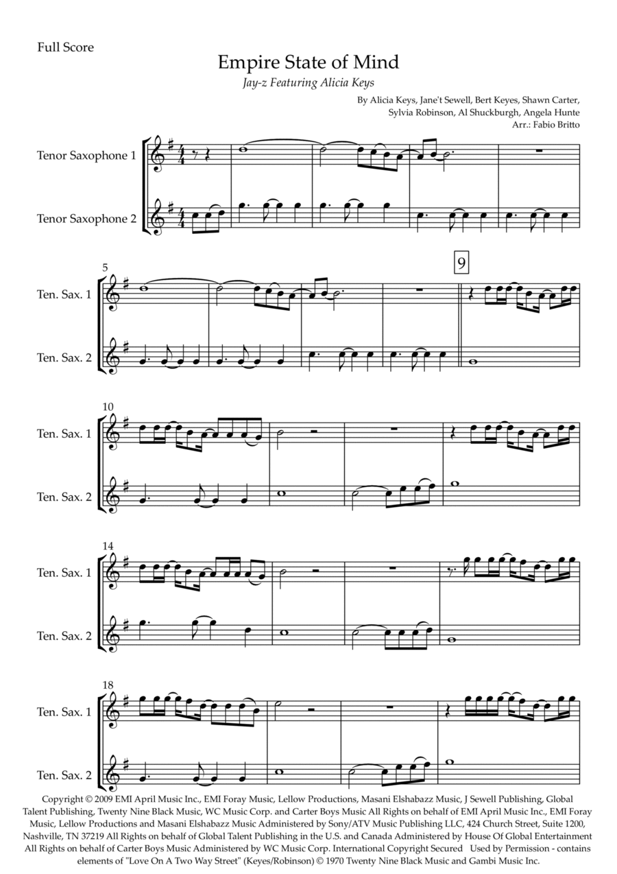 Empire State Of Mind Woodwind Duet scores gallery preview page 1