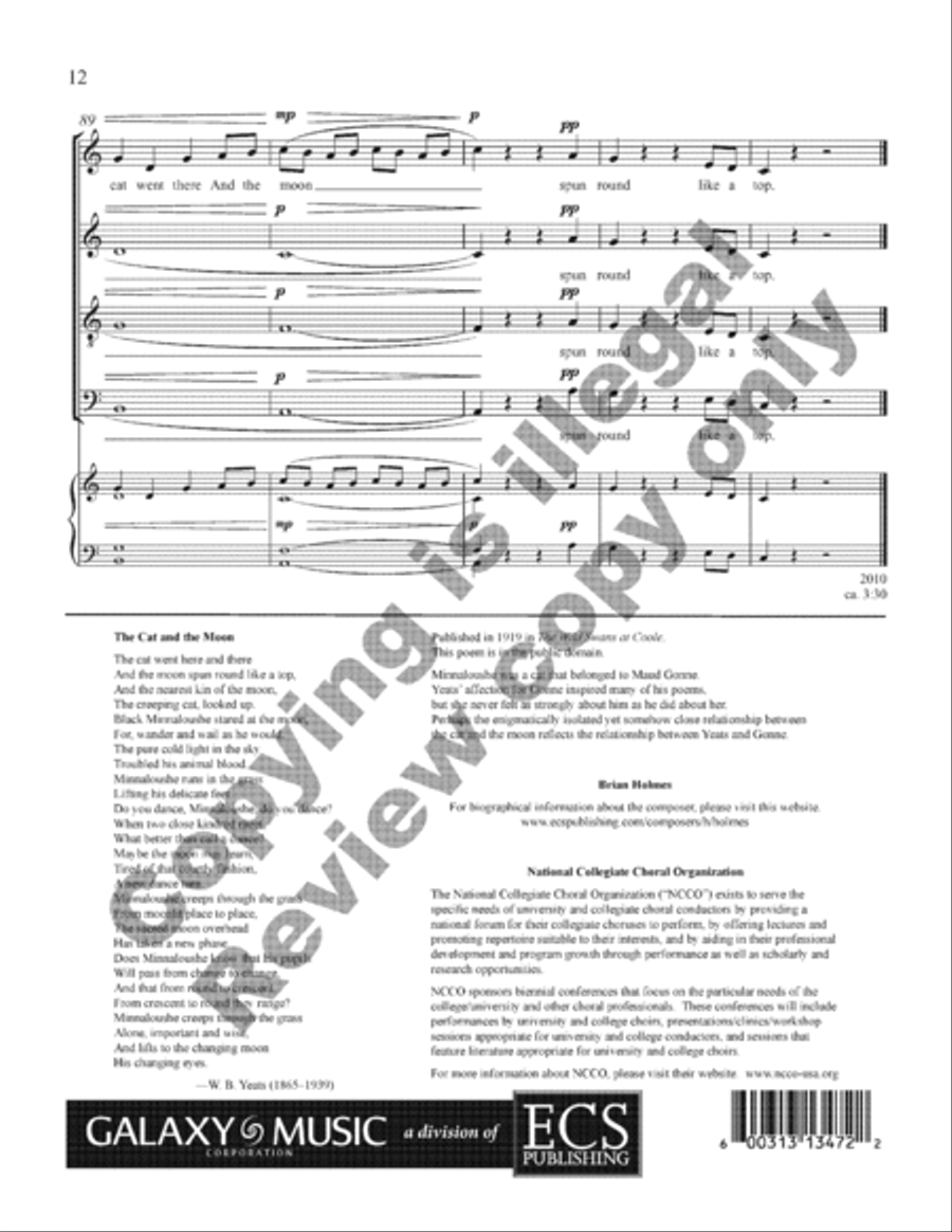 The Cat and the Moon 4-Part scores gallery preview page 12