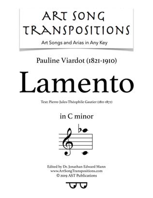 VIARDOT: Lamento (transposed to C minor)