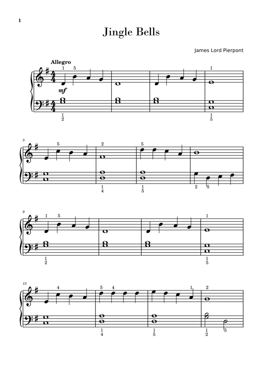 Jingle Bells (Easy Piano Solo) image number null