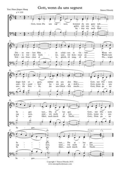 Gott wenn Du uns segnest, Blessing in German (SATB) by Simon Peberdy image number null